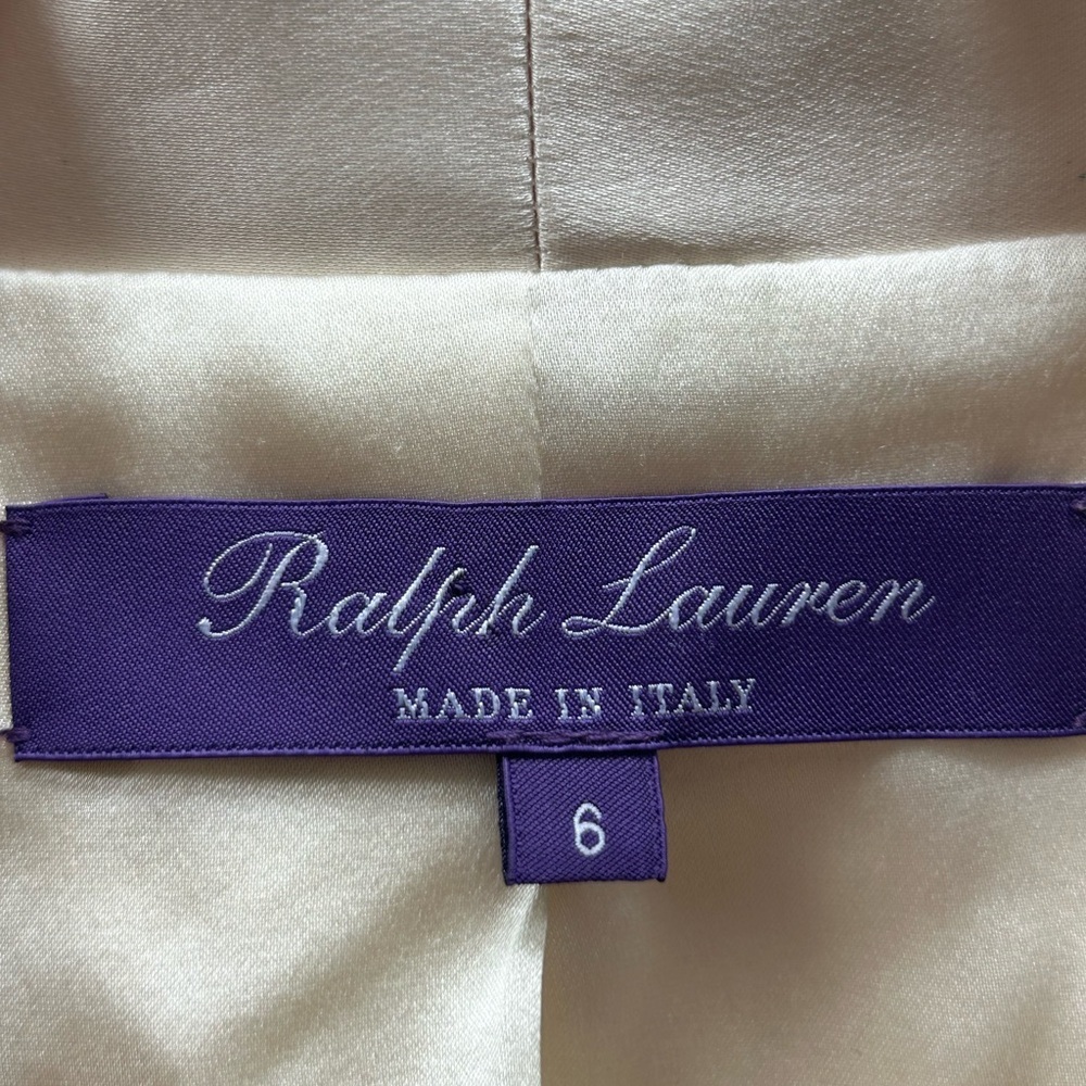 Ralph Lauren purple label Ivory Satin silk Jacket Sz 6 as is (stains ). Italy - Picture 4 of 12